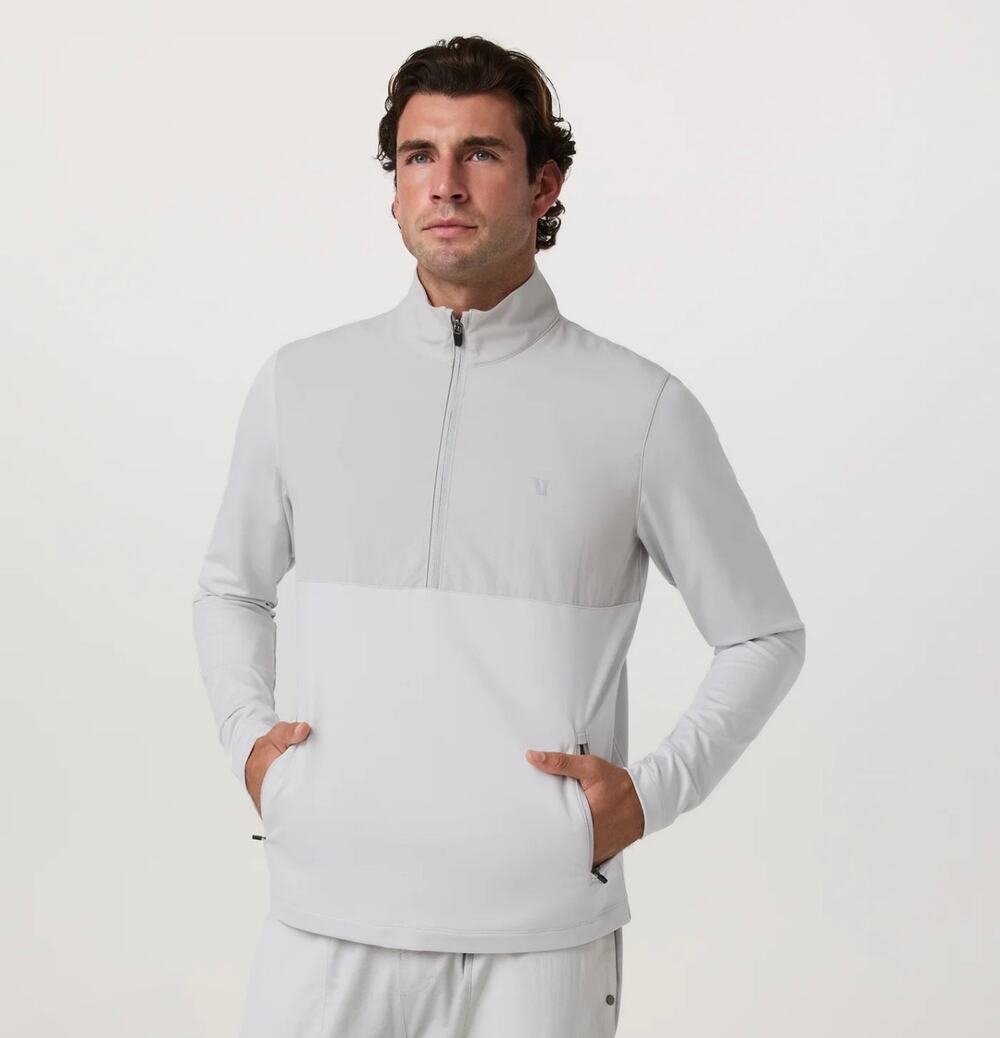 Vuori Men’s Sunday Element Half Zip Pullover Jacket Shirt Frost Grey Medium